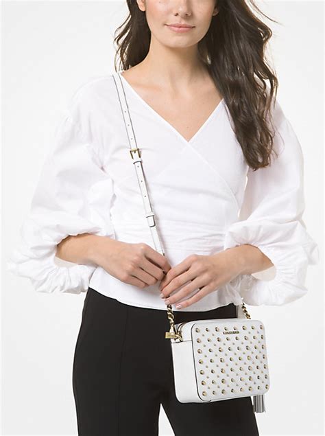 ovaal michael kors women ginny studded|Ginny Medium Studded Pebbled Leather Crossbody Bag.